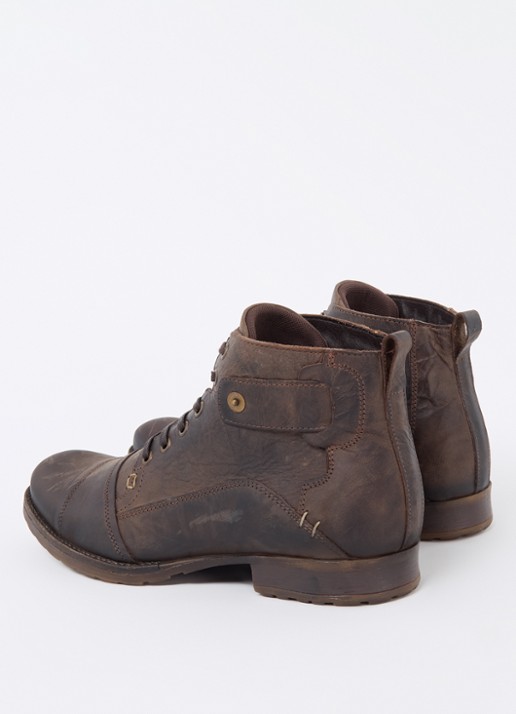 Dune London Simon veterboot van leer - achterkant 3 donkerbruin