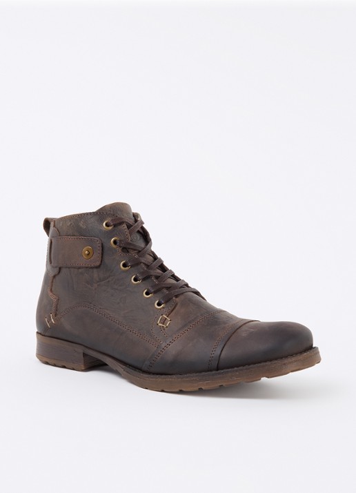 Dune London Simon veterboot van leer - voorkant 4 donkerbruin