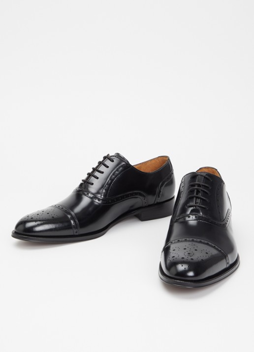 Dune London Soliders brogue van leer - detail zwart