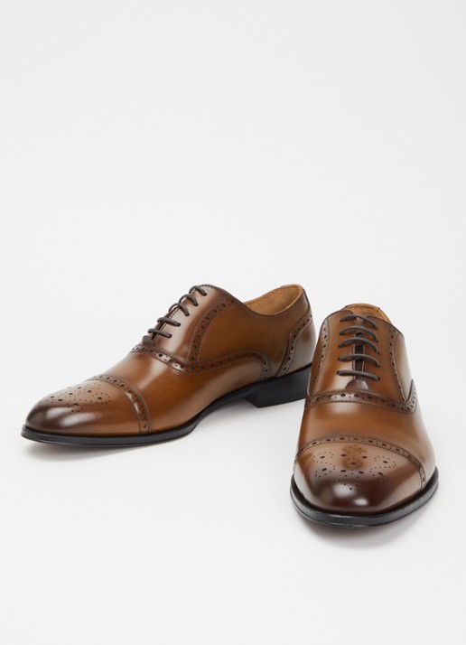 Dune London Soliders brogue van leer - detail 3 bruin