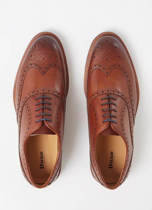 Dune London Solihull brogue van leer  - detail 4 hazelnootbruin