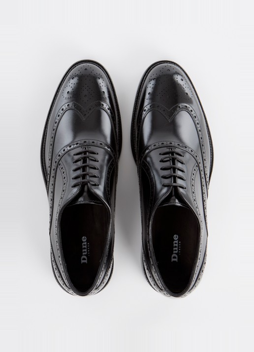 Dune London Solihull brogue van leer  - detail 4 zwart