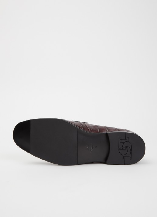 Dune London Son loafer van leer met crocostructuur - detail 5 bordeauxrood