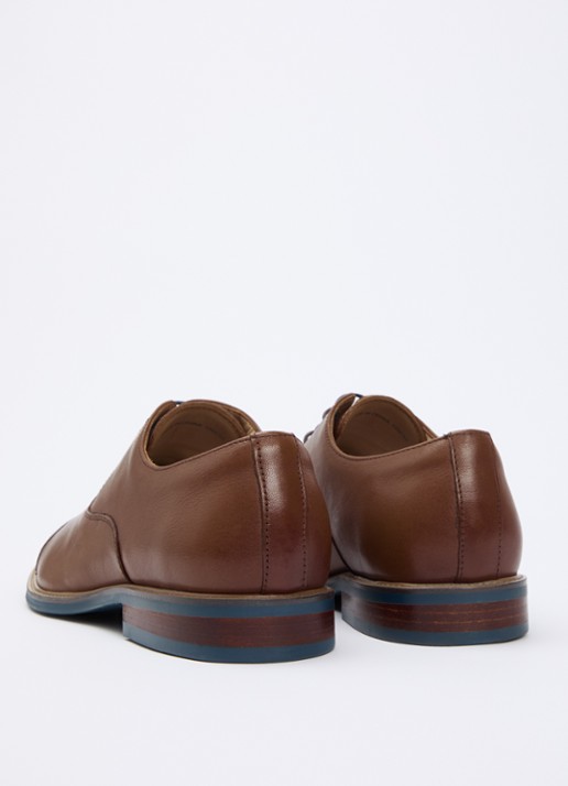 Dune London Stanlakes veterschoen van leer  - achterkant cognac