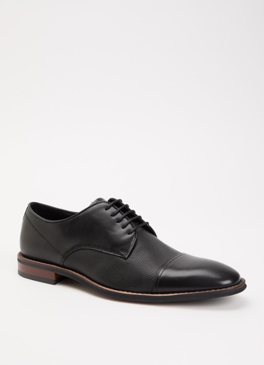 Dune London Stones veterschoen van leer - voorkant 2 zwart