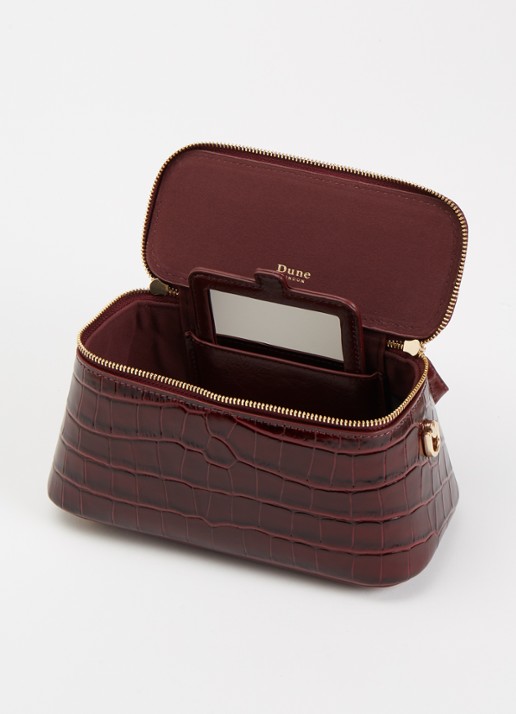 Dune London Successful make-up tas met afneembare schouderriem - detail bordeauxrood