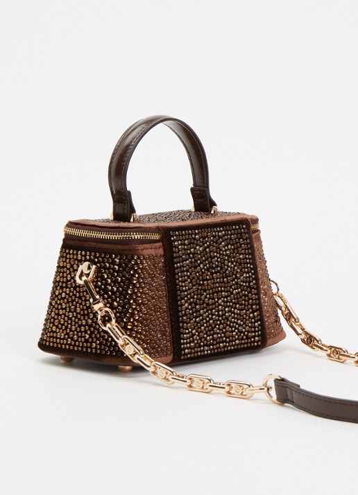 Dune London Successful make-up tas met afneembare schouderriem - achterkant chocoladebruin