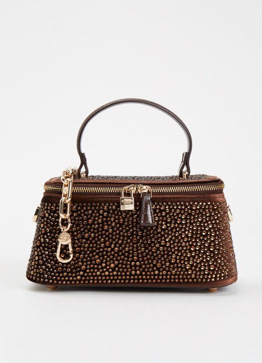 Dune London Successful make-up tas met afneembare schouderriem - voorkant 2 chocoladebruin