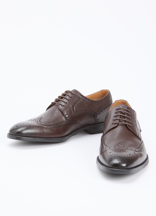 Dune London Sunni brogue van leer - detail 3 donkerbruin