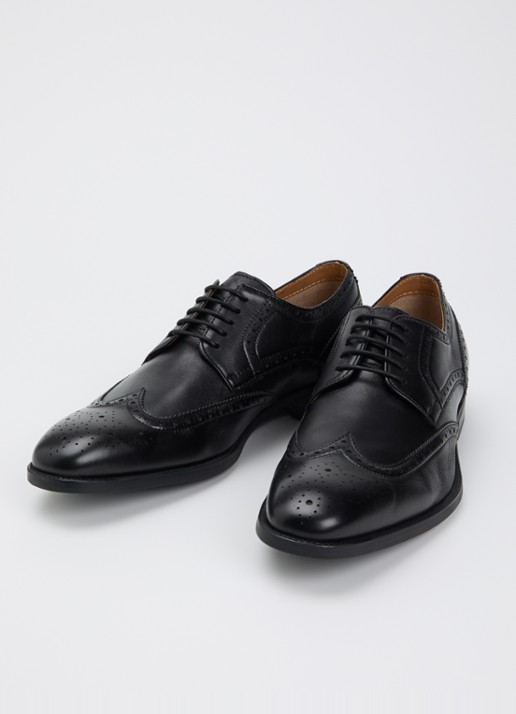Dune London Sunni Wide Fit brogue van leer  - detail 3 zwart