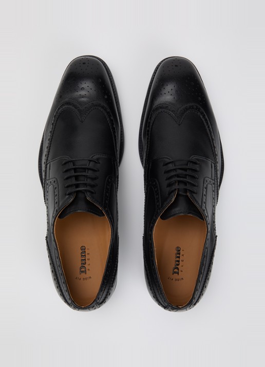 Dune London Sunni Wide Fit brogue van leer  - detail 4 zwart