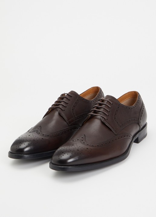 Dune London Sunni Wide Fit brogue van leer  - detail 3 donkerbruin