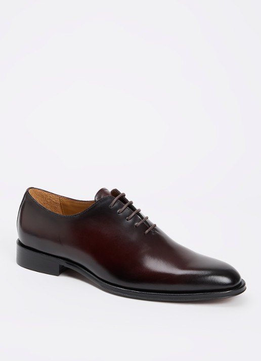 Dune London Sylvester veterschoen van leer - voorkant 2 donkerbruin