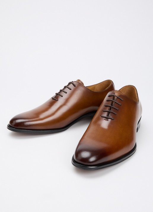 Dune London Sylvester veterschoen van leer - detail hazelnootbruin