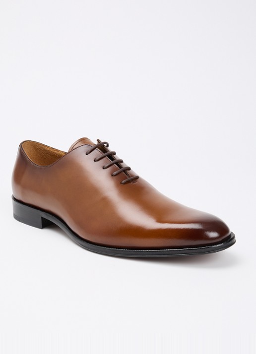 Dune London Sylvester veterschoen van leer - voorkant 4 hazelnootbruin