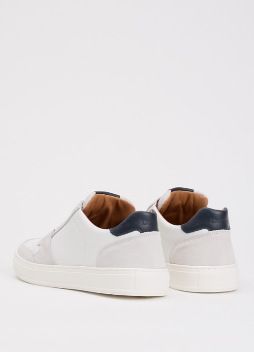 Dune London Tawly sneaker van leer met details van suède - achterkant 5 gebroken wit