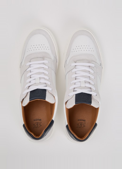 Dune London Tawly sneaker van leer met details van suède - detail 3 gebroken wit