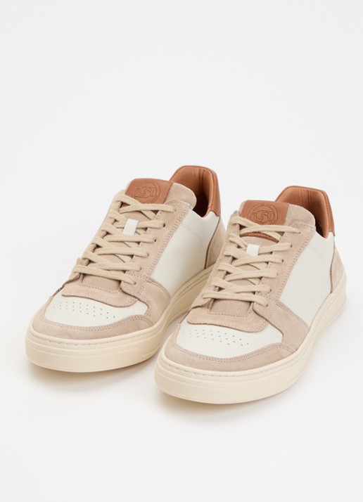 Dune London Tawly sneaker van leer met details van suède - detail 2 beige