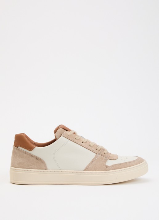 Dune London Tawly sneaker van leer met details van suède - voorkant 5 beige