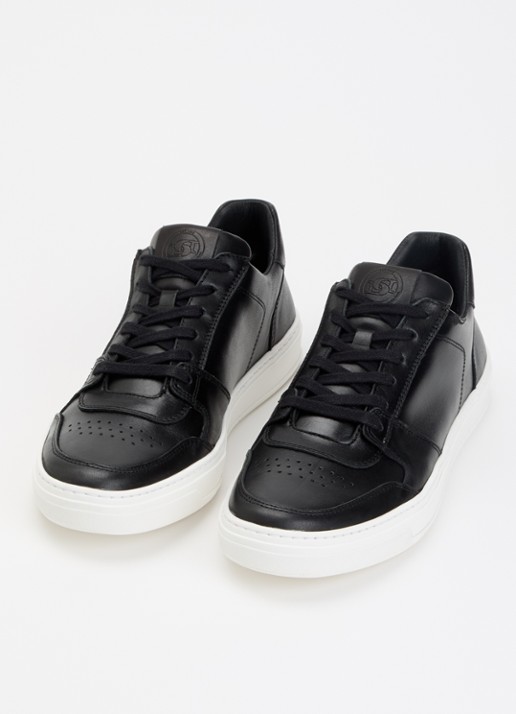 Dune London Tawly sneaker van leer met details van suède - detail 3 zwart