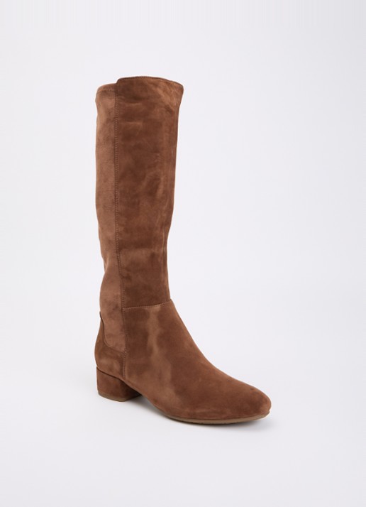 Dune London Tayla laars van suède - voorkant cognac