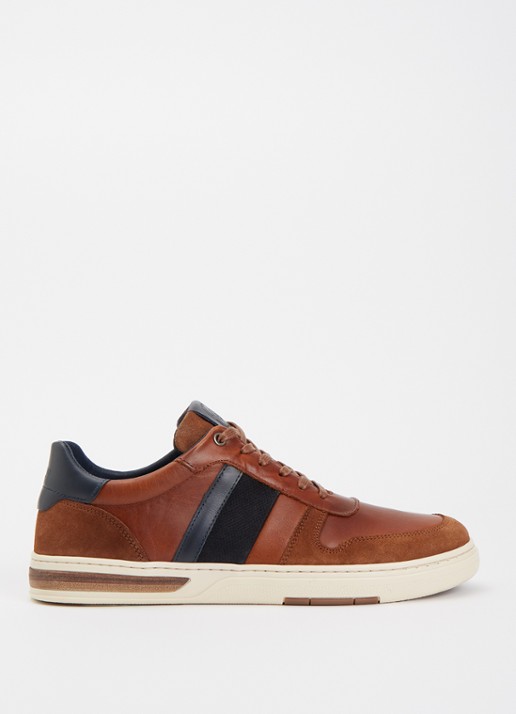 Dune London Terence sneaker van leer met details van suède