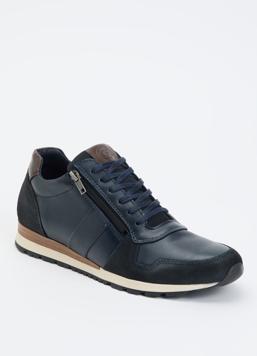 Dune London Thame sneaker van leer met ritsdetail