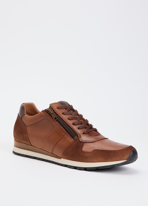 Dune London Thame sneaker van leer met ritsdetail