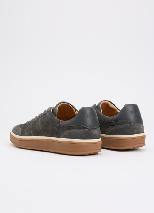 Dune London Tony sneaker van suède - achterkant 5 donkergrijs