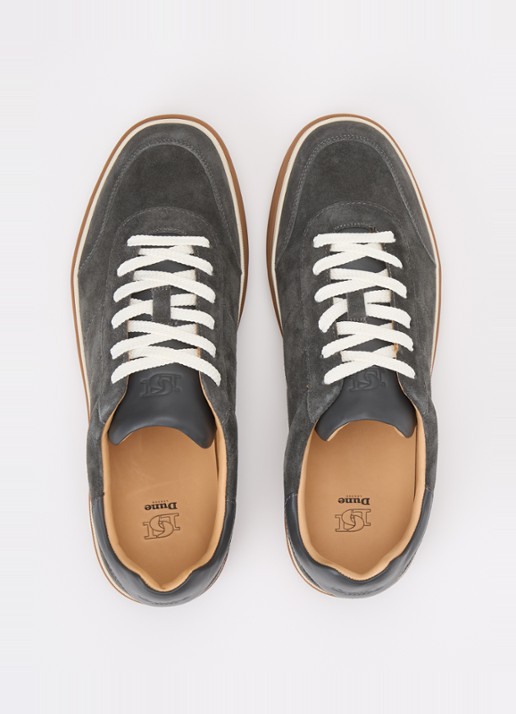 Dune London Tony sneaker van suède - detail 3 donkergrijs