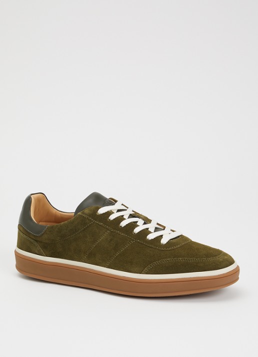 Dune London Tony sneaker van suède - voorkant 2 legergroen