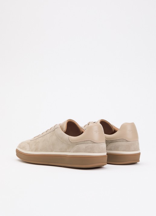 Dune London Tony sneaker van suède - achterkant donkerbeige