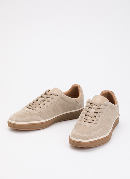 Dune London Tony sneaker van suède - detail 3 donkerbeige