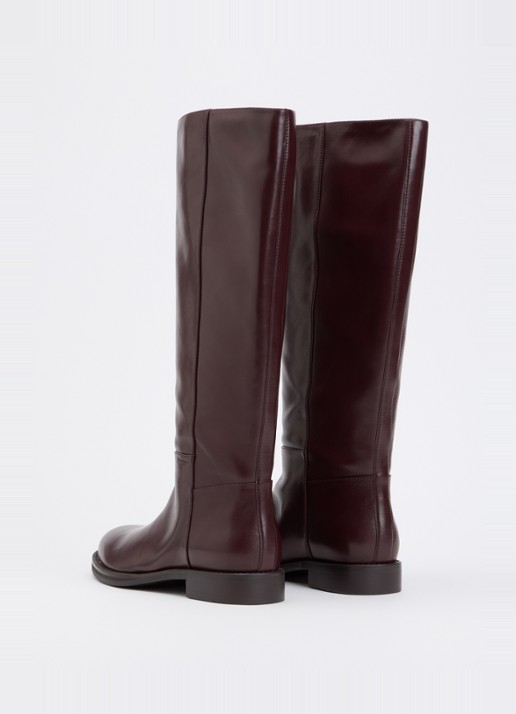 Dune London Tova laars van leer met logo - achterkant 4 aubergine