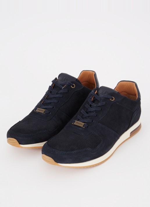 Dune London Trilogy sneaker van leer - detail donkerblauw