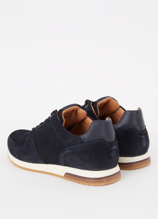 Dune London Trilogy sneaker van leer - detail 2 donkerblauw