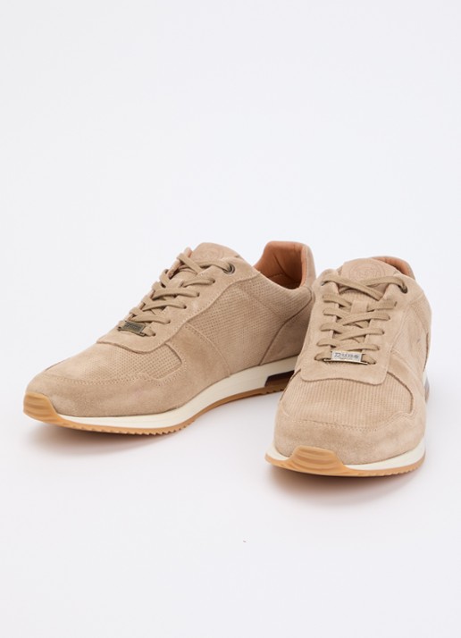 Dune London Trilogy sneaker van leer - detail 3 zand