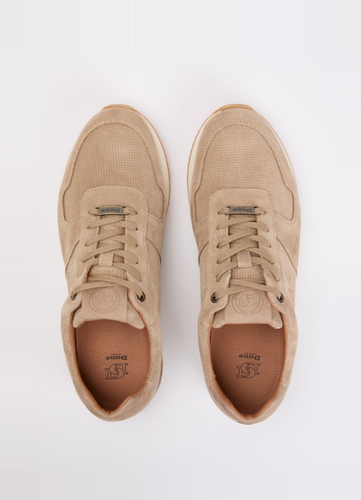 Dune London Trilogy sneaker van leer - detail 4 zand