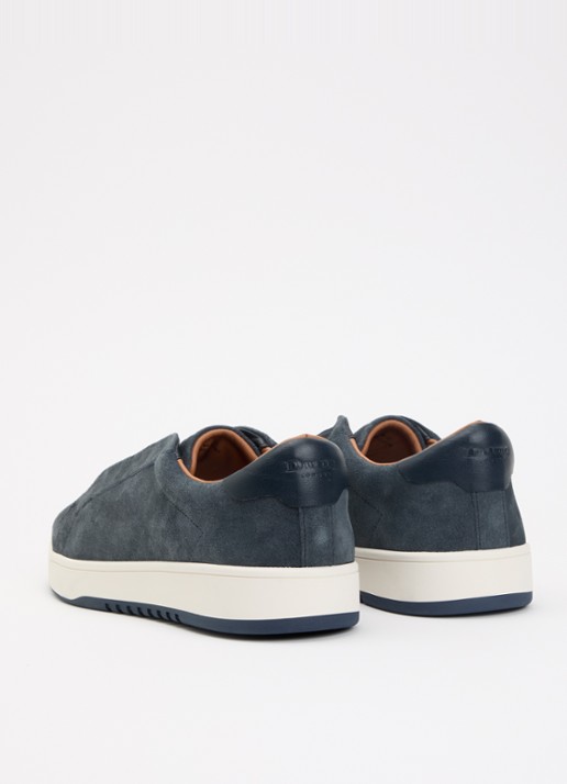 Dune London Troys sneaker van leer - achterkant 5 staalblauw