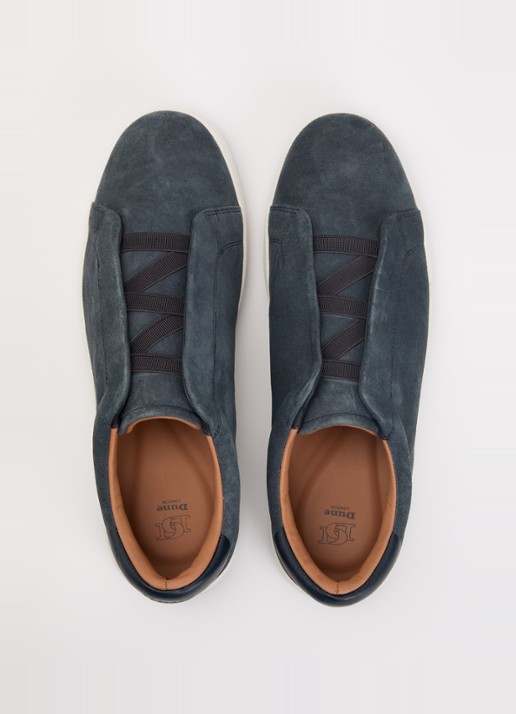 Dune London Troys sneaker van leer - detail 3 staalblauw