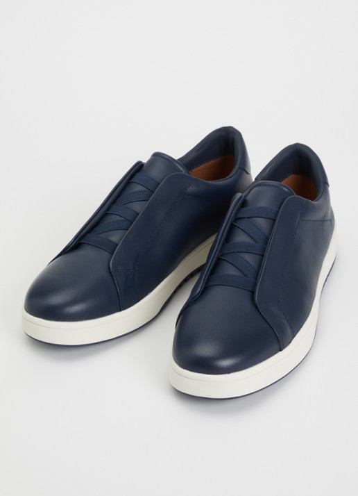 Dune London Troys sneaker van leer - detail 2 donkerblauw