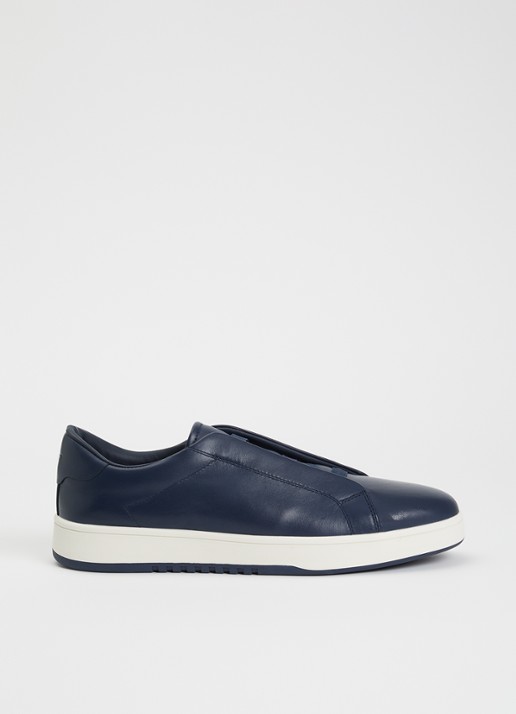 Dune London Troys sneaker van leer - voorkant donkerblauw