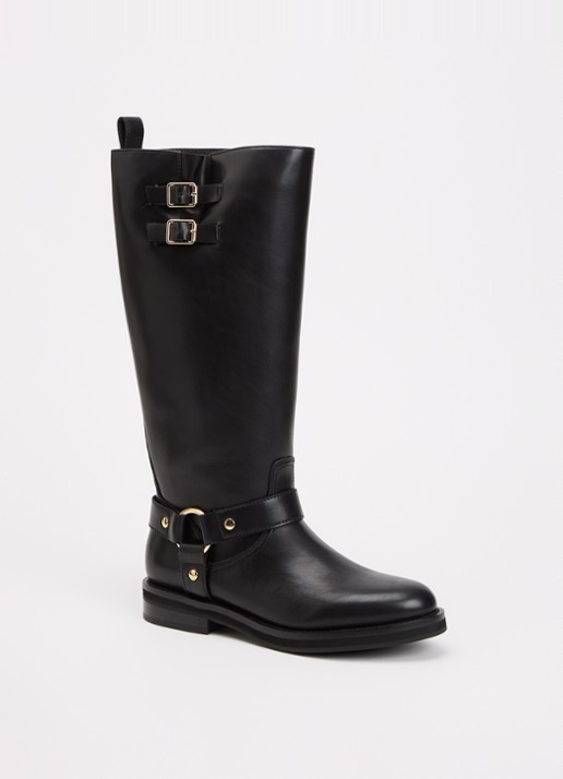 Dune London Truely laars van leer - voorkant 2 zwart