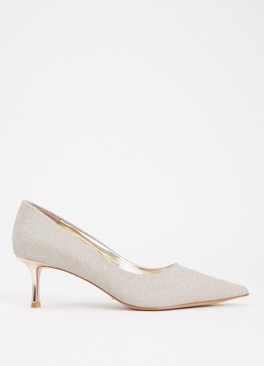 Dune London Wide Fit Achievable pump met glitter - voorkant goud