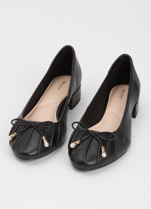 Dune London Wide Fit Amazing ballerina van leer - detail 2 zwart
