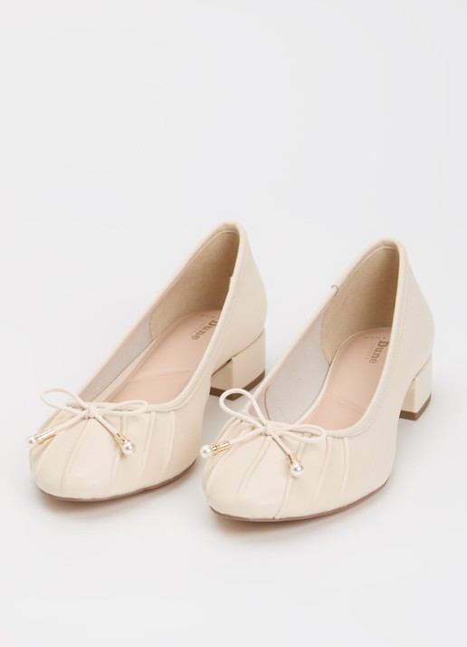 Dune London Wide Fit Amazing ballerina van leer - detail 2 creme