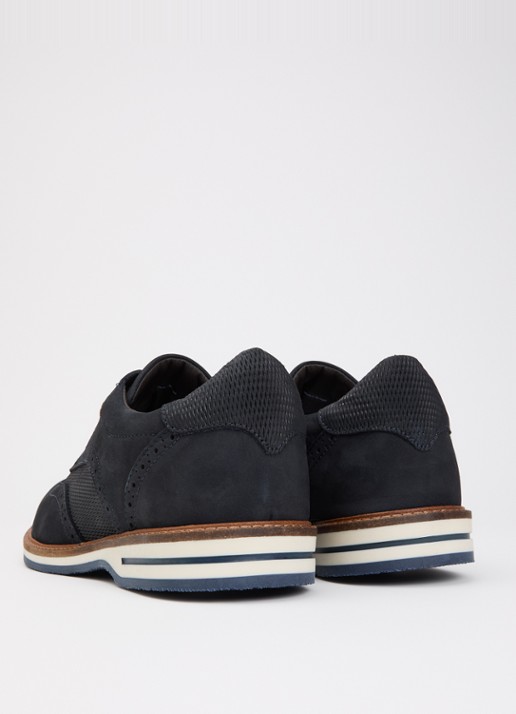 Dune London Wide Fit Barkings brogue van leer - achterkant 5 donkerblauw