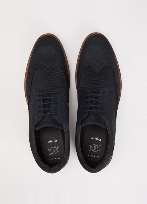 Dune London Wide Fit Barkings brogue van leer - detail 3 donkerblauw