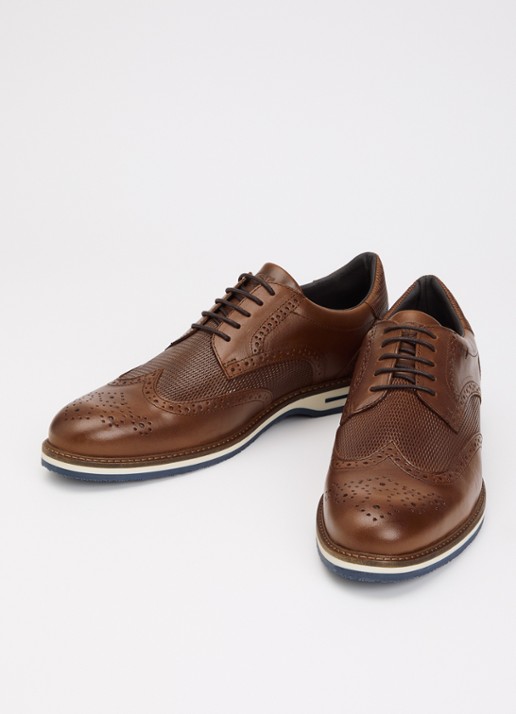 Dune London Wide Fit Barkings brogue van leer - detail 2 bruin