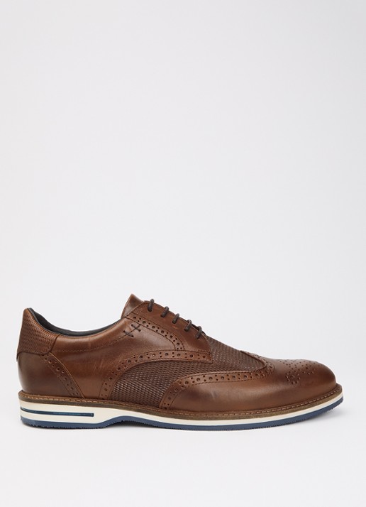 Dune London Wide Fit Barkings brogue van leer - voorkant bruin